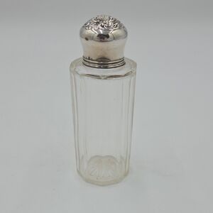 Antique Repousse Sterling Silver Vanity Glass Bottle